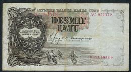 LATVIA P29b 10  LATU  1938  #AC  F-aVF     NO P.h. - Lettonia