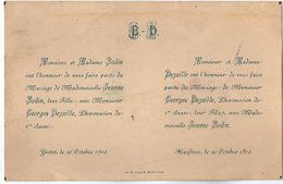 VP16.820 - YVETOT X HARFLEUR 1910 - Faire - Part De Mariage De Mr Georges DEZAILLE Pharmacien & Melle Jeanne BODIN - Hochzeit