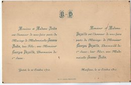 VP16.821 - YVETOT X HARFLEUR 1910 - Faire - Part De Mariage De Mr Georges DEZAILLE Pharmacien & Melle Jeanne BODIN - Boda