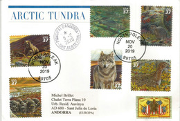 La Faune De La Tundra Arctique (Boeufs Musqués.,Grizzly,Loup,Lagopède,Campagnol,etc.) Sur Lettre NORTH POLE (Arkansas) - Arctic Wildlife