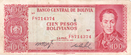 BILLET BOLIVIE De 100 PESOS BOLIVIANOS De 1962 - Simon Bolivar - N° Rouge U30 - Bolivie