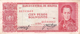 BILLET BOLIVIE De 100 PESOS BOLIVIANOS De 1962 - Simon Bolivar - N° Rouge A45 - Bolivien