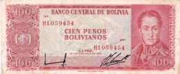 BILLET BOLIVIE De 100 PESOS BOLIVIANOS De 1962 - Simon Bolivar - N° Rouge H10 - Bolivie