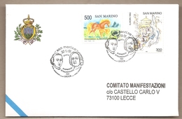 San Marino - Busta Con Annullo Speciale: Dispaccio Straordinario Lecce - Card. Henriquez Card. Alberoni - 2001 - Brieven En Documenten