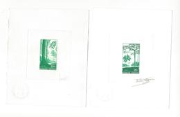 GABON PA SERIE COMPLETE EPREUVE D'ARTISTE YT N° 63 + N° 64 SIGNATURE AUTOGRAPHE DU GRAVEUR FORET ARBRE /FREE SHIPPING R - Gabon (1960-...)