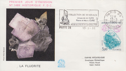 Enveloppe  FDC  Flamme   1er   Jour   FRANCE    Mineraux  :  Fluorite    PARIS   1986 - Minerals