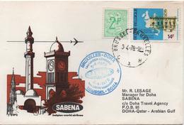 SABENA    1ere LIAISON AERIENNE BRUXELLES  DOHA  LE 3-4-1978 - Covers & Documents