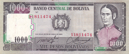 BILLET BOLIVIE De 1000 PESOS BOLIVIANOS De 1982 - J.A De Padilla - N° Rouge X18 - Bolivien