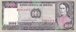 BILLET BOLIVIE De 1000 PESOS BOLIVIANOS De 1982 - J.A De Padilla - N° Rouge X18 - Bolivia