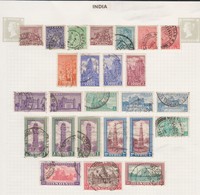 INDIA 1949 - 1952 FINE USED COLLECTION TO TOP VALUES ON AN ALBUM PAGE INCLUDING COLOUR VARIETIES/SHADES Cat £95+ - Used Stamps
