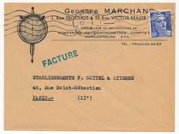 FRANCE - Enveloppe Publicitaire En-Tête Georges Marchand, Réparations Chronomètres, Horodateurs - Paris 1956 - 1950 - ...