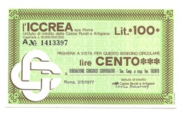 1977 - Italia - ICCREA - Federazione Consorzi Cooperatini - Soc. Coop. A Resp. Lim. Trento - [10] Assegni E Miniassegni