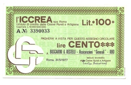 1977 - Italia - ICCREA - Buscarini & Restelli - Assicurazioni "Generali" - Rho - [10] Chèques