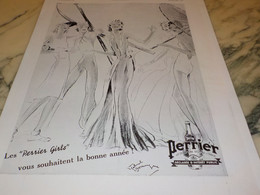 ANCIENNE PUBLICITE BONNE ANNEE PERRIER GIRLS   1936 - Perrier