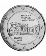 2018 – MALTE – TEMPLE MNAJDRA - 2 EUROS PLAQUE ARGENT - Malta