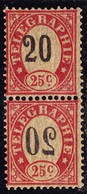 20 Auf 25 Rp. Probedruck Paar Auf Brüchigem Seidenpapier - Telegraafzegels