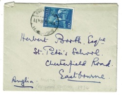 Ref 1333 - 1934 Romania Cover To Eastbourne UK - Bucharest North Railway Station Postmark - Brieven En Documenten