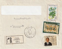 Lettre. Maroc. Voyagé. 2 Beaux Cachets De Tanger Et Tétouan. 1975. 3 Timbres. Recommandé. - Marruecos (1956-...)