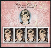 ROMANIA 1999 Princess Diana Sheetlet MNH / **.  Michel 5449 Kb - Blocchi & Foglietti