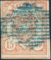 Switzerland,Schweiz 1852 Coat Of Arms, 15 Rp, Mi.12, VFU, CV=$180 - 1843-1852 Federal & Cantonal Stamps