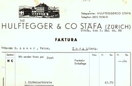 Geschäfts-Rechnung STÄFA Zürich Hulftegger & Co 1944 An E. Anner Velos (Fahrrad) TURGI Aargau - Schweiz