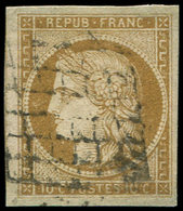 EMISSION DE 1849 - 1b   10c. Bistre-VERDATRE, Obl. GRILLE, TB - 1849-1850 Cérès