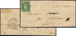 Let EMISSION DE 1849 - 2    15c. Vert, Obl. ETOILE S. LSC, Au Verso Càd PARIS 6/5/53, TB. C - 1849-1850 Ceres