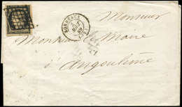 Let EMISSION DE 1849 - 3    20c. Noir Sur Jaune, Belles Marges, Obl. GRILLE S. LAC, Càd T15 BORDEAUX 3/8/49, TTB - 1849-1850 Cérès