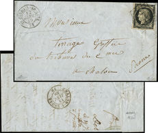 Let EMISSION DE 1849 - 3    20c. Noir Sur Jaune, Obl. GRILLE S. LAC, Càd T15 St GERMAIN-EN-LAYE 12 JANV 49, Grille Utili - 1849-1850 Cérès