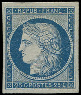 (*) EMISSION DE 1849 - 4    25c. Bleu, Très Belles Marges Et Très Frais, TB. J - 1849-1850 Ceres