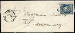 EMISSION DE 1849 - 4    25c. Bleu, BORD De FEUILLE, Obl. GRILLE S. LAC, Càd T15 BESANCON 25/10/51, TTB - 1849-1850 Cérès
