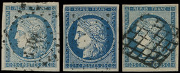 EMISSION DE 1849 - 4 Et 4a, 3 Ex. Obl. PC, GRILLE, ETOILE, TB/TTB - 1849-1850 Cérès
