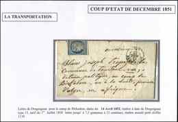 Let EMISSION DE 1849 - 4    25c. Bleu, Défx Obl. PC 1139 Sur LAC, Càd DRAGUIGNAN 14/4/52 Pour Le Camp De BIRKADEM, B/TB - 1849-1850 Cérès