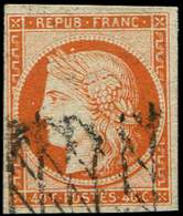 EMISSION DE 1849 - 5    40c. Orange, Oblitéré GRILLE SANS FIN, TB. C - 1849-1850 Cérès