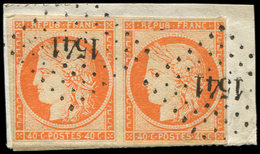 EMISSION DE 1849 - 5    40c. Orange, PAIRE, Marge Le Long Du Filet à Dr., Obl. PC 1541 Sur Fragt, TB - 1849-1850 Cérès