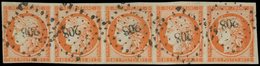 EMISSION DE 1849 - 5    40c. Orange, BANDE De 5 Obl. PC 208, Superbe - 1849-1850 Cérès
