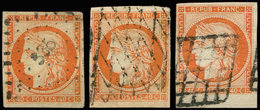 EMISSION DE 1849 - 5    40c. Orange, 3 Ex. Obl. PC, GRILLE, GRILLE SANS FIN, TB/TTB - 1849-1850 Cérès