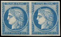 * EMISSION DE 1849 - R4d  25c. Bleu, REIMPRESSION, PAIRE, Frais Et TB - 1849-1850 Ceres