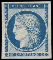 ** EMISSION DE 1849 - R8f  20c. Bleu, REIMPRESSION, TB - 1849-1850 Cérès