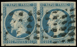 PRESIDENCE - 10   25c. Bleu, PAIRE Obl. GROS POINTS, TB - 1852 Luis-Napoléon