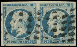 PRESIDENCE - 10   25c. Bleu, PAIRE Obl. GROS POINTS, TB - 1852 Louis-Napoleon