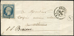 Let PRESIDENCE - 10   25c. Bleu, Grandes Marges Avec Voisins, Obl. PC 2909 S. LSC, Càd T15 SOISSONS 6/1/54 Et Boite N, S - 1852 Louis-Napoleon