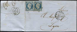 Let PRESIDENCE - 10   25c. Bleu, PAIRE Obl. Etoile S. LSC, Càd PARIS 3/8/53, TB - 1852 Louis-Napoléon