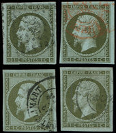 EMPIRE NON DENTELE - 11 Et 11a, 4 Ex., Nuances Ou Oblitérations Différentes, Tous Ex. Choisis, TTB - 1853-1860 Napoleon III