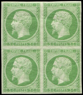 ** EMPIRE NON DENTELE - 12a   5c. Vert-jaune, BLOC De 4, Fraîcheur Postale, Superbe - 1853-1860 Napoléon III.