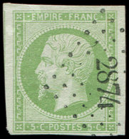 EMPIRE NON DENTELE - 12    5c. Vert, Nuance Pâle, Obl. PC 2874, Frappe Superbe, TTB - 1853-1860 Napoleone III