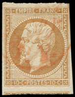 EMPIRE NON DENTELE - 13B  10c. Brun Clair T II, Cachet Rouge Des Imprimés, TB - 1853-1860 Napoleon III