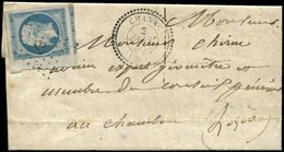 Let EMPIRE NON DENTELE - 14A  20c. Bleu T I, BORD De FEUILLE Et Tous Les Voisins, Obl., PC 726 S. LAC, Càd T22 CHANAC 2/ - 1853-1860 Napoléon III