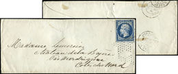 Let EMPIRE NON DENTELE - 14Aa 20c. Bleu Foncé Obl. Roulette D'Etoiles S. Env., Arr. MERDRIGNAC 25/1/56, TB - 1853-1860 Napoléon III.