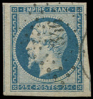 EMPIRE NON DENTELE - 15   25c. Bleu, Grandes Marges, Obl. PC, TTB - 1853-1860 Napoleone III